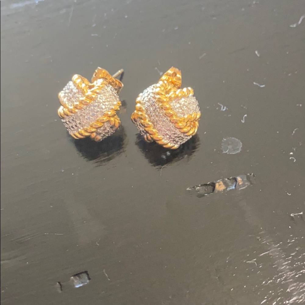 silver and gold knot earrings